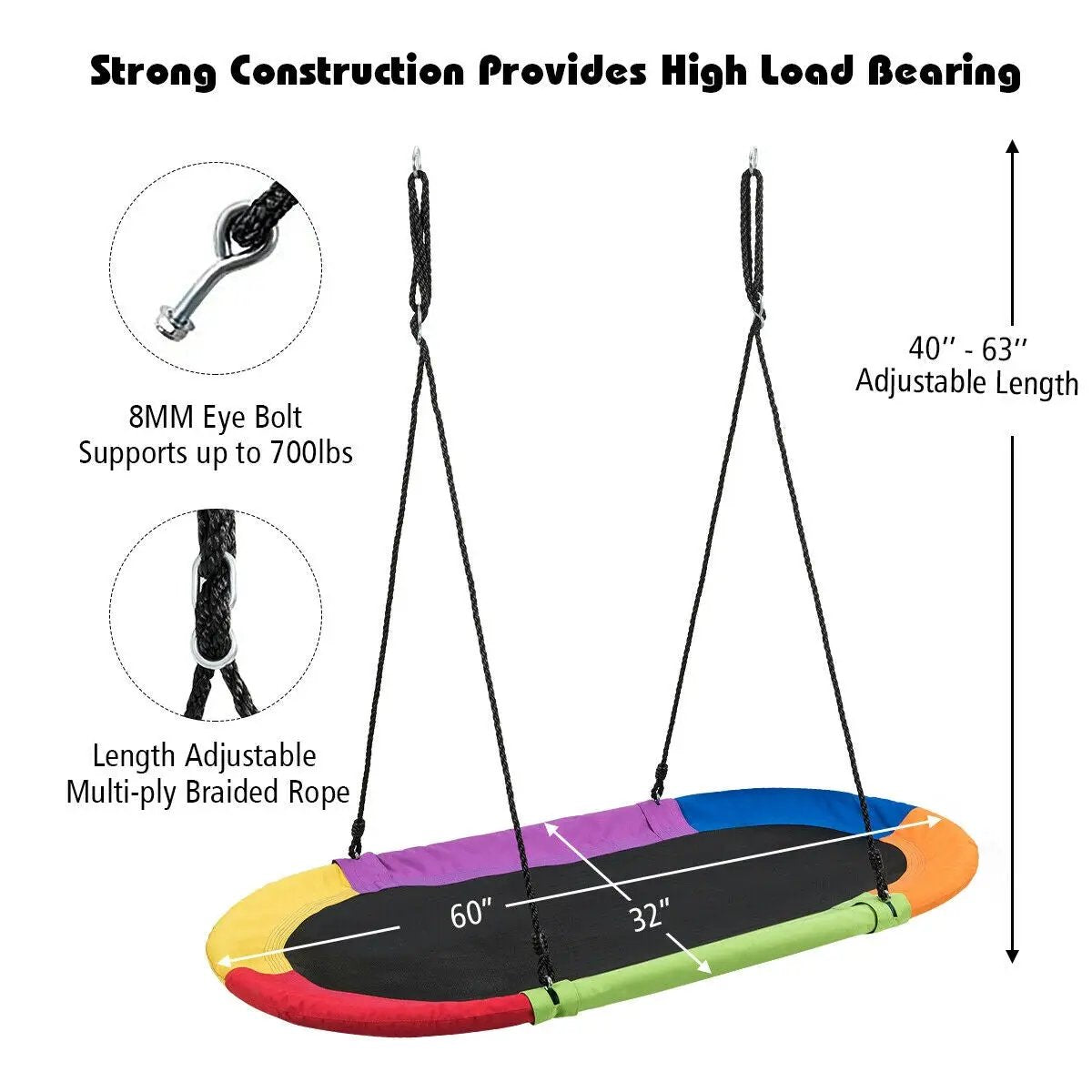 60 Inch Saucer Surf Outdoor Adjustable Swing Set, photo 5 of 11