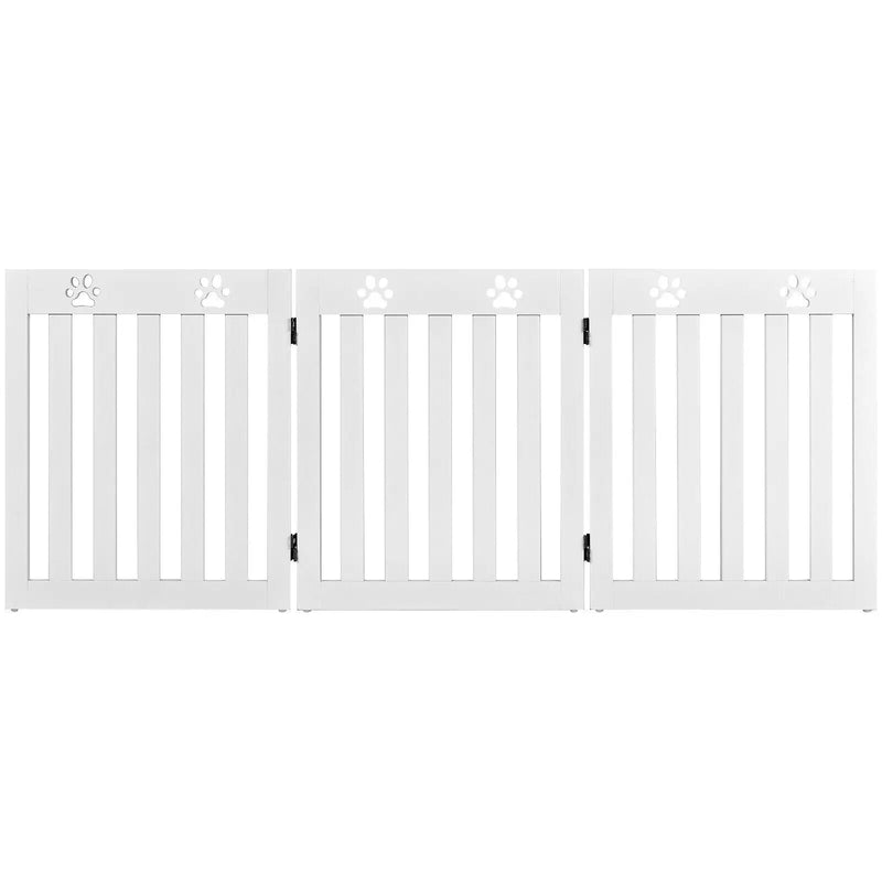 24 Inch Folding Wooden Freestanding Dog Gate with 360¬∞ Flexible Hinge for Pet by DirectDeals