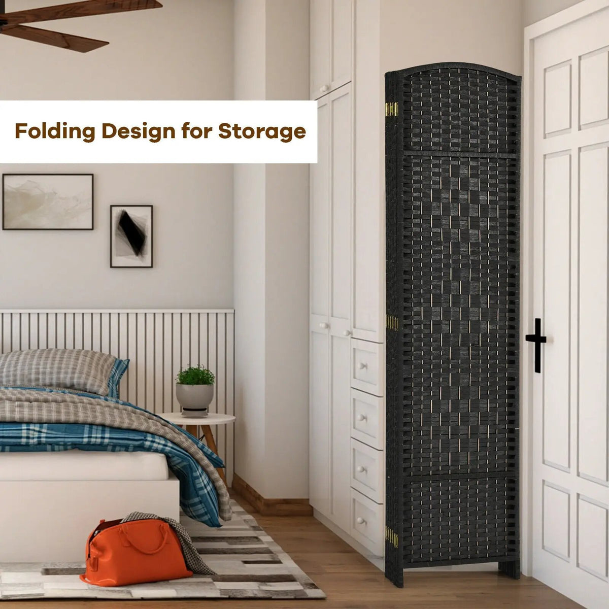 6.5Ft 6-Panel Weave Folding Fiber Room Divider Screen, photo 16 of 16