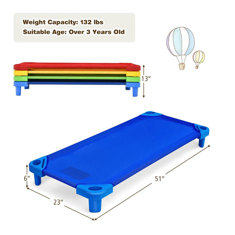 Pack of 4 Colorful Kids Stackable Naptime Cot by DirectDeals