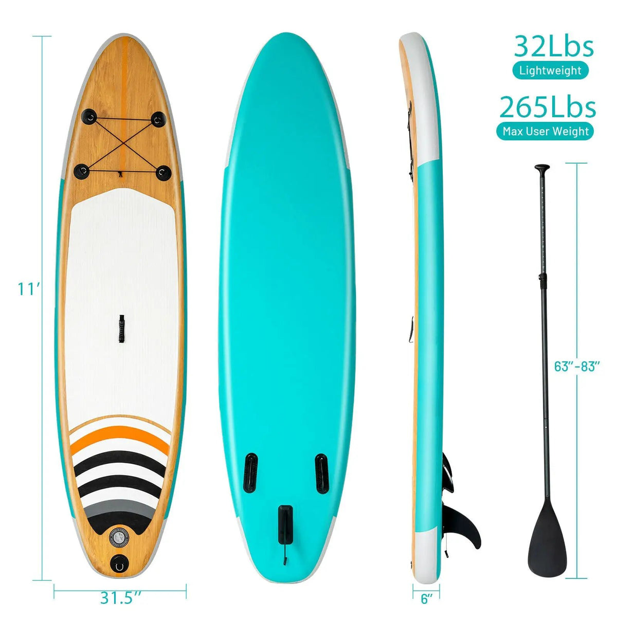 10' Inflatable Stand up Paddle Board Surfboard SUP with Bag, photo 8 of 16