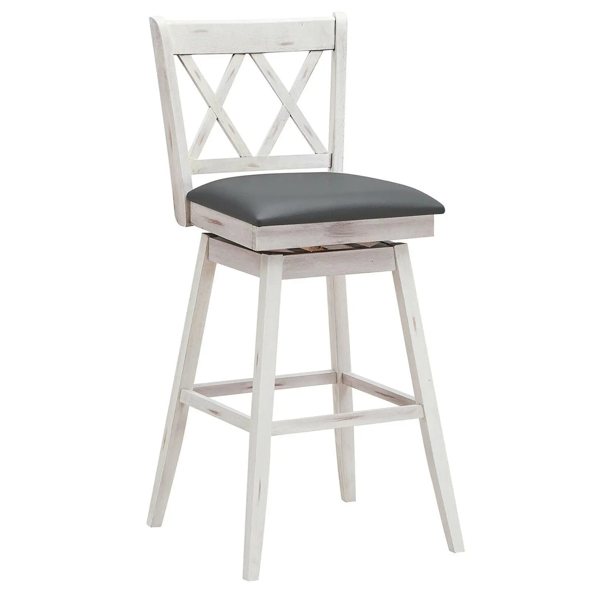 2 Pieces 29 Inches Swivel Counter Height Barstool Set with Rubber Wood Legs, photo 8 of 9