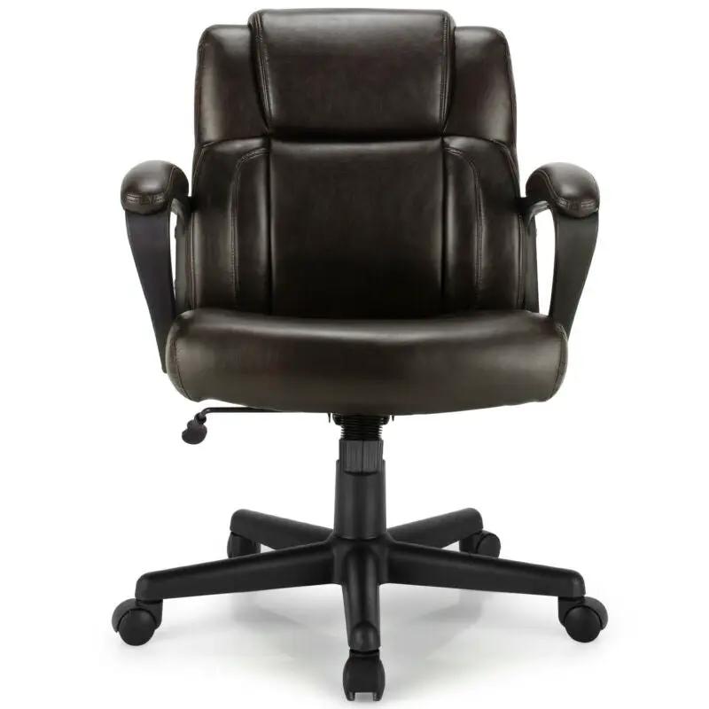 Adjustable Leather Executive Office Chair Computer Desk Chair with Armrest by DirectDeals