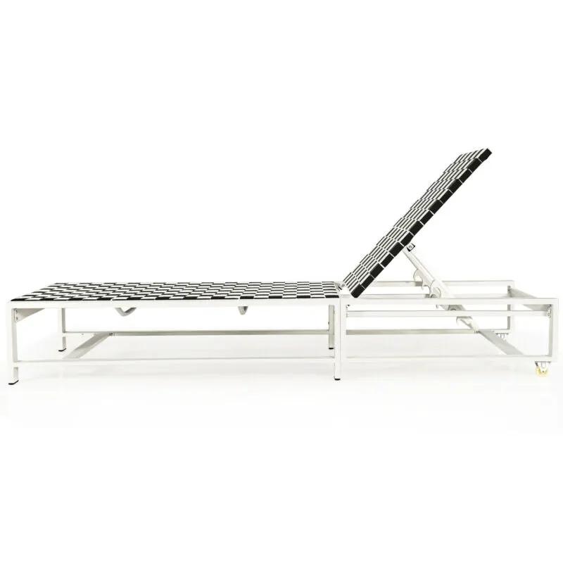 Patio Adjustable Reclining Chair Lounge Chair Chaise for Garden Deck Wheel by DirectDeals