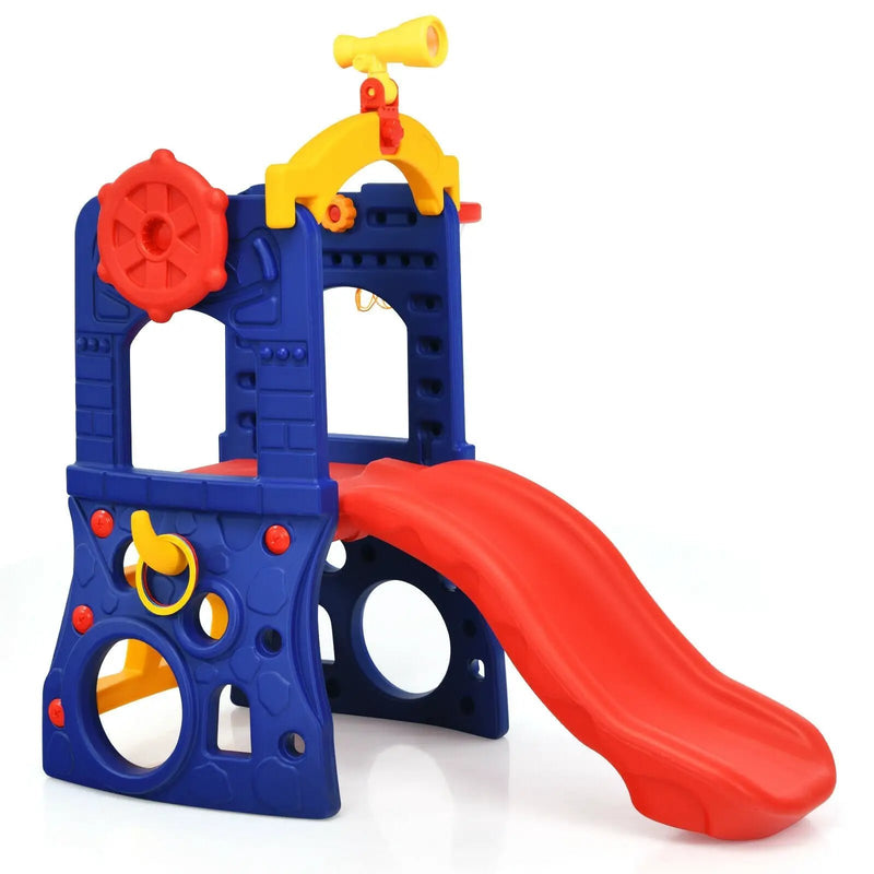 6-in-1 Freestanding Kids Slide with Basketball Hoop and Ring Toss by DirectDeals