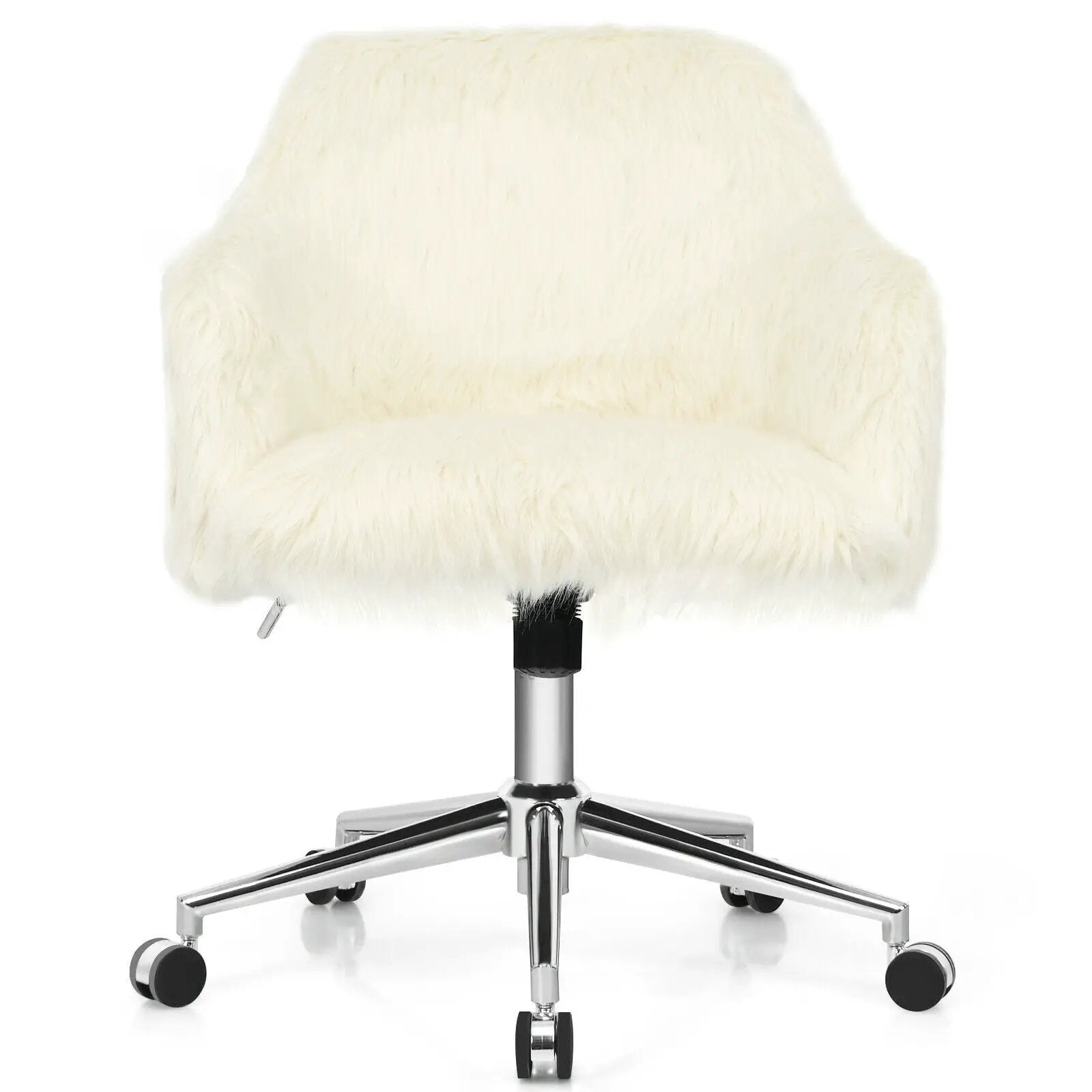 Modern Fluffy Faux Fur Vanity Office Chair for Teens Girls-Beige by DirectDeals