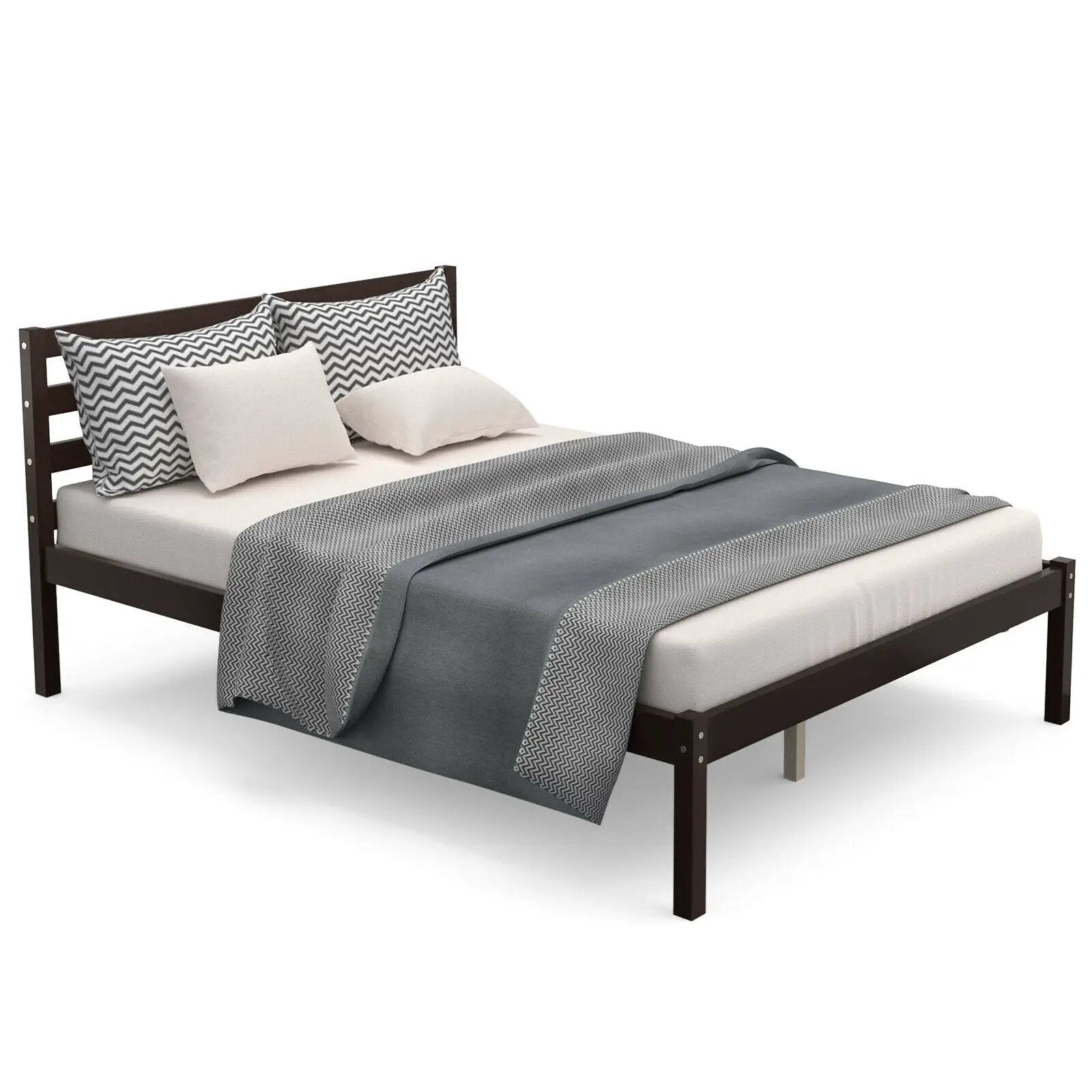 Full Size Bed frame Foundation with Solid Wooden Slat Suppor by DirectDeals