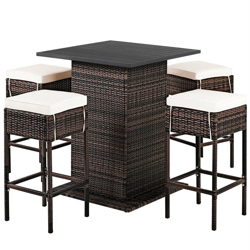 5 Pieces Patio Rattan Bar by DirectDeals