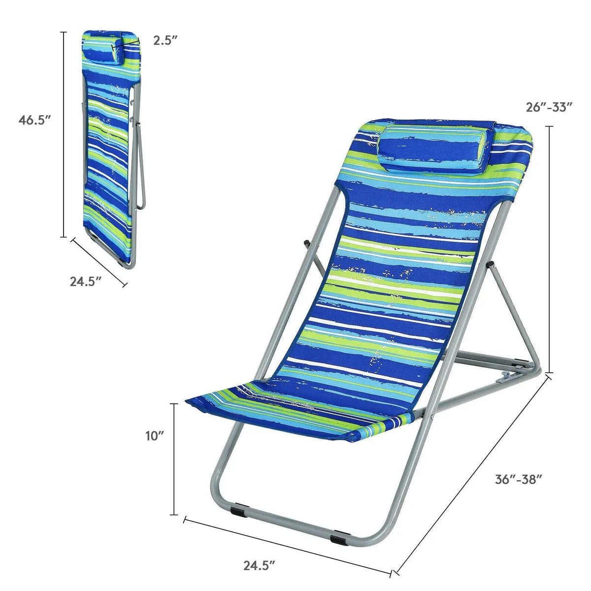 Portable Beach Chair Set of 2 with Headrest, photo 4 of 8