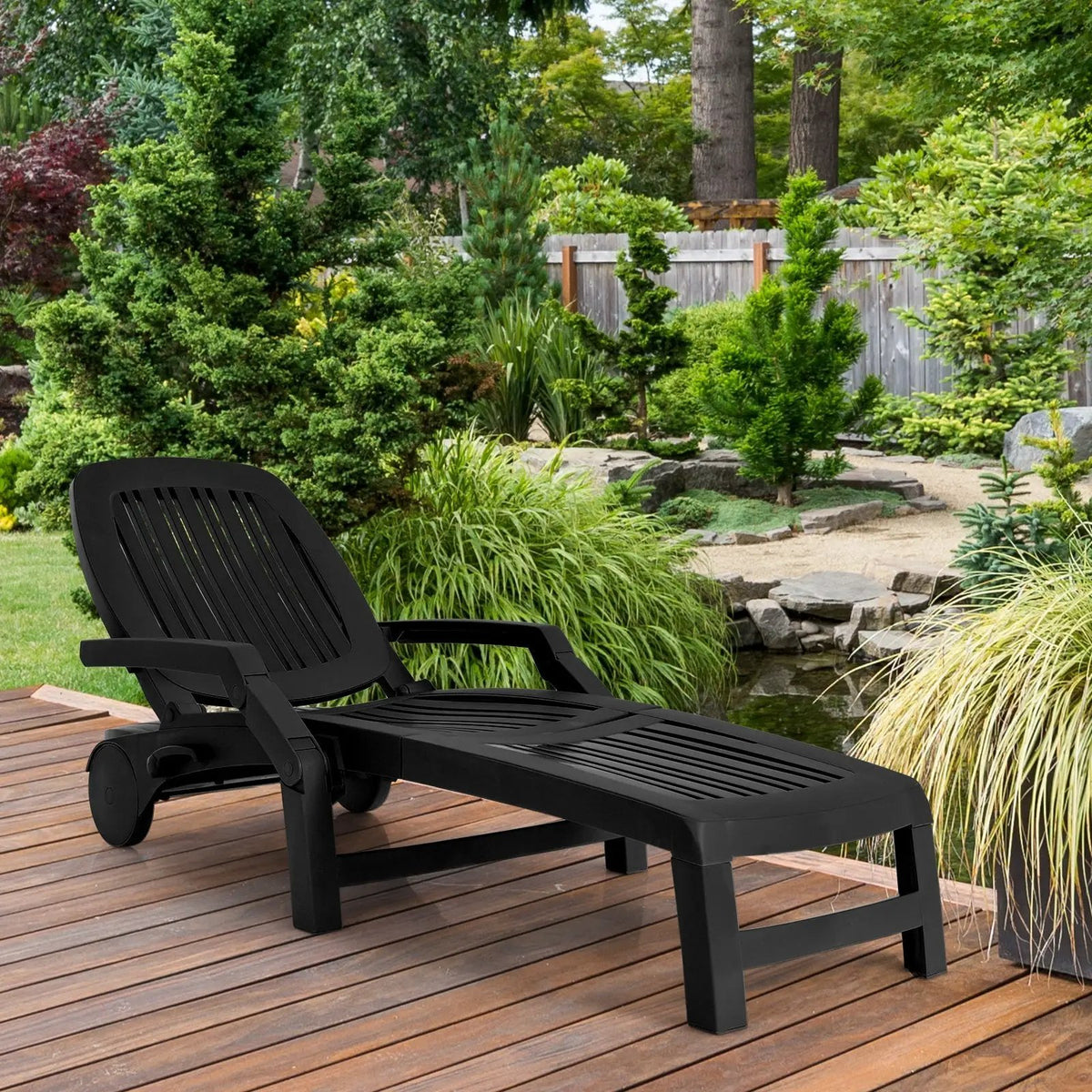 Adjustable Patio Sun Lounger with Weather Resistant Wheels, photo 7 of 12