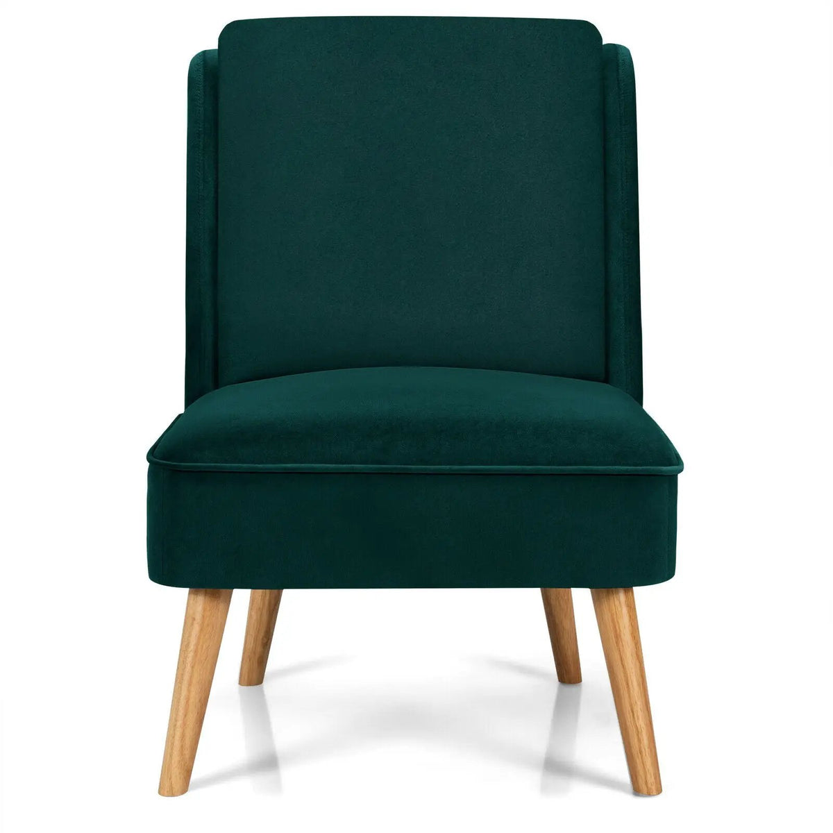 Velvet Accent Armless Side Chair with Rubber Wood Legs for Bedroom, photo 23 of 24