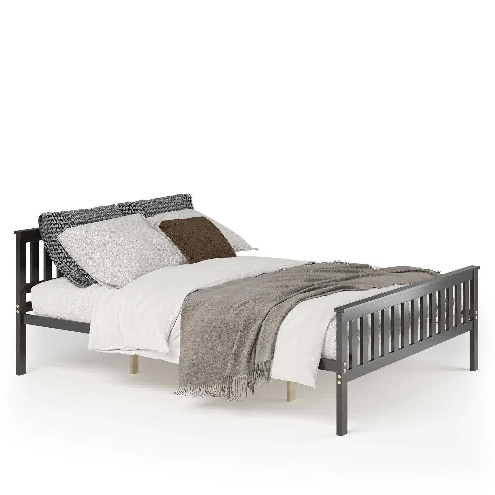 Queen Wood Platform Bed with Headboard by DirectDeals