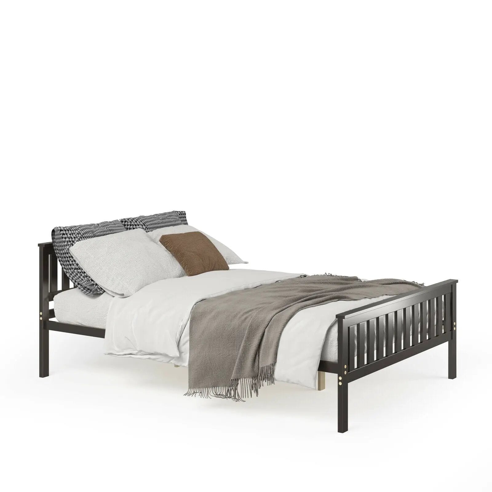 Full Size Wood Platform Bed with Headboard by DirectDeals
