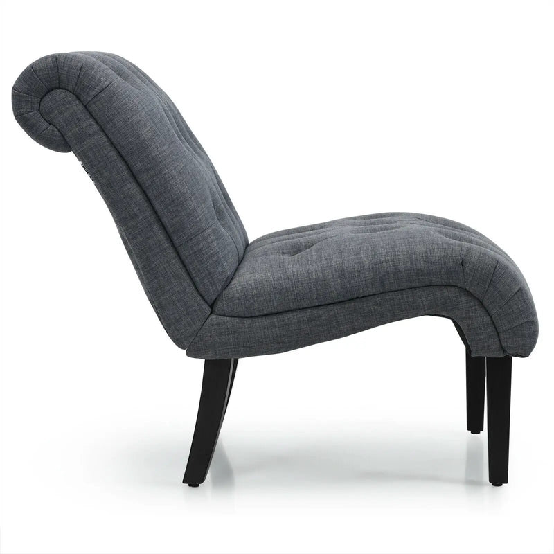 Cotton Linen Fabric Armless Accent Chair with Adjustable Foot Pads by DirectDeals