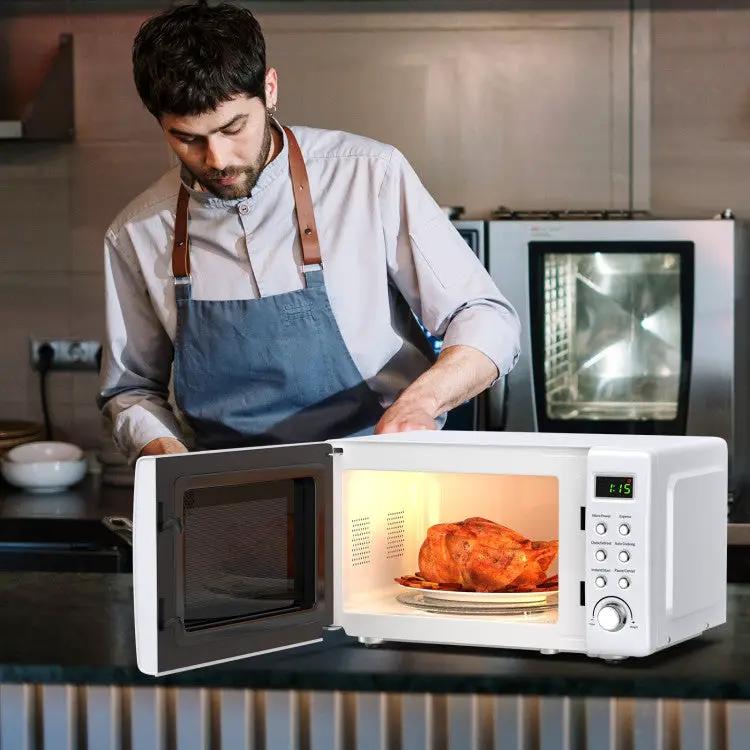 700W Retro Countertop Microwave Oven with 5 Micro Power and Auto Cooking Function by DirectDeals