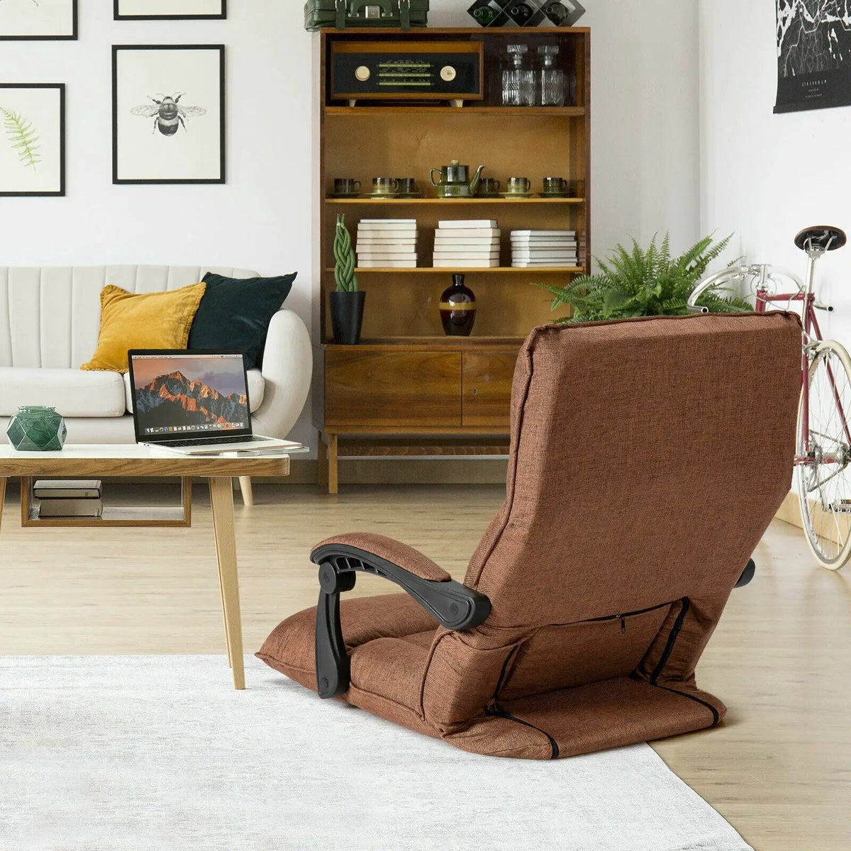 14-Position Adjusting Lazy Sofa Chair with Waist Pillow and Armrests, photo 15 of 16