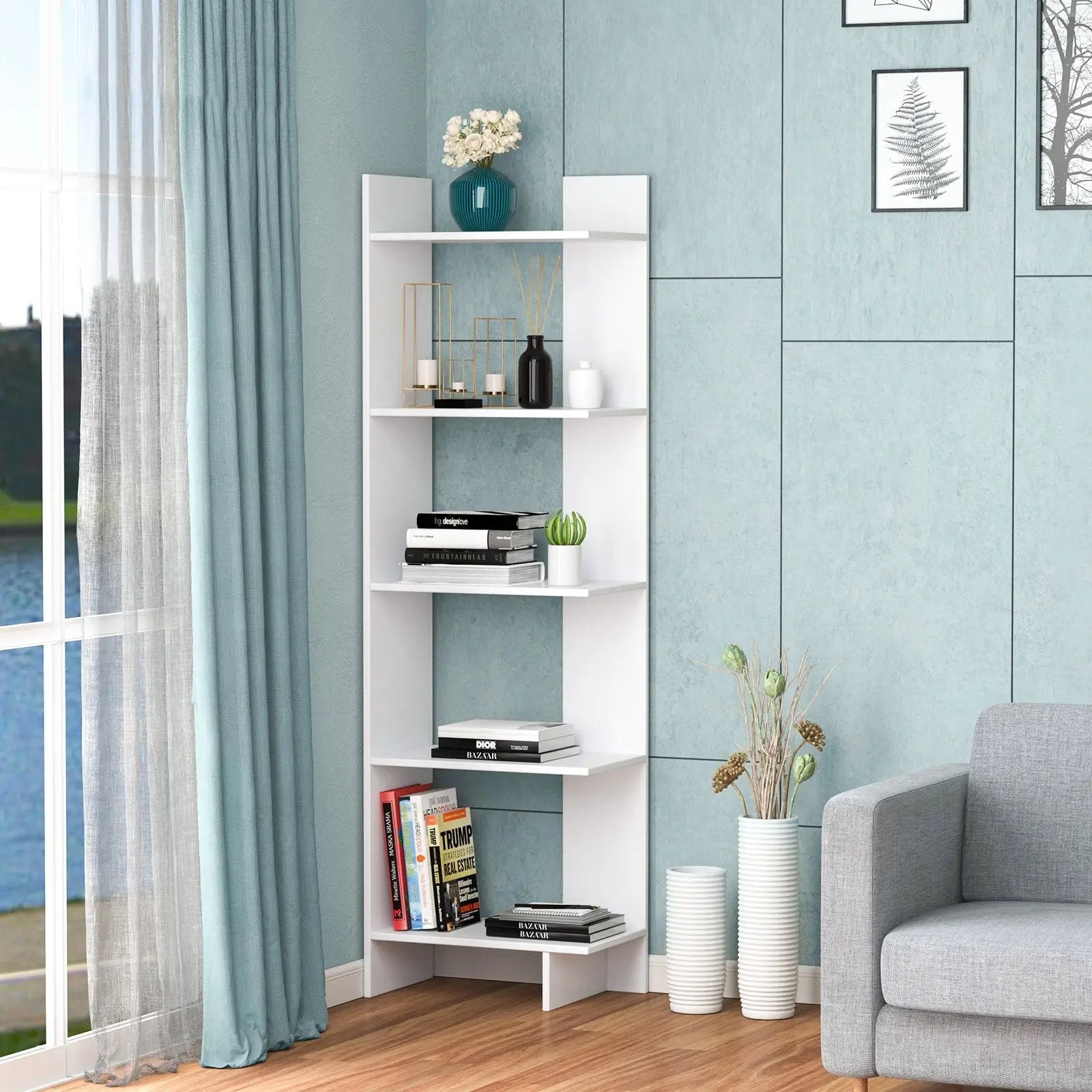 5-tier Freestanding Decorative Storage Display Bookshelf by DirectDeals