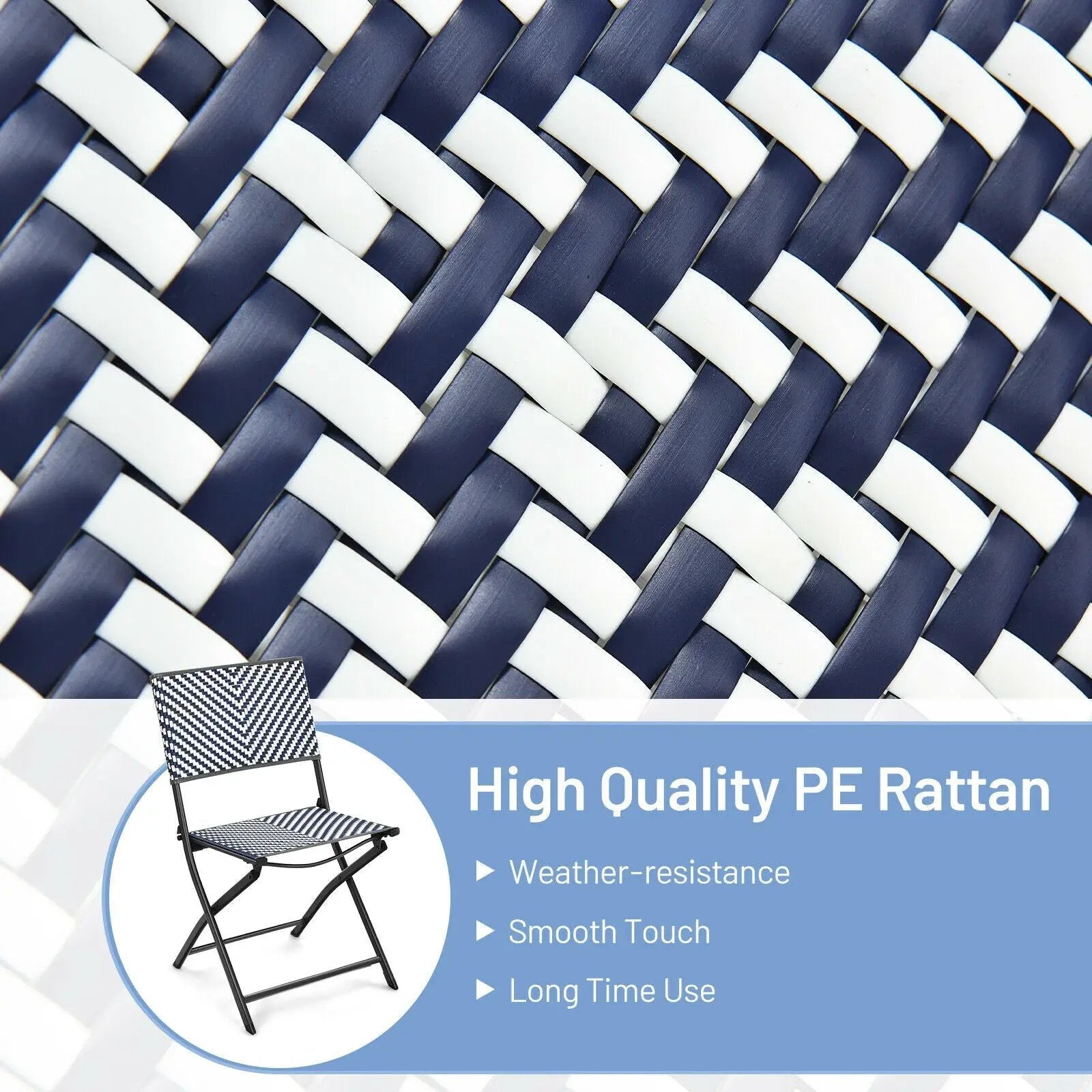 Set of 4 Patio Folding Rattan Dining Chairs for Camping and Garden by DirectDeals