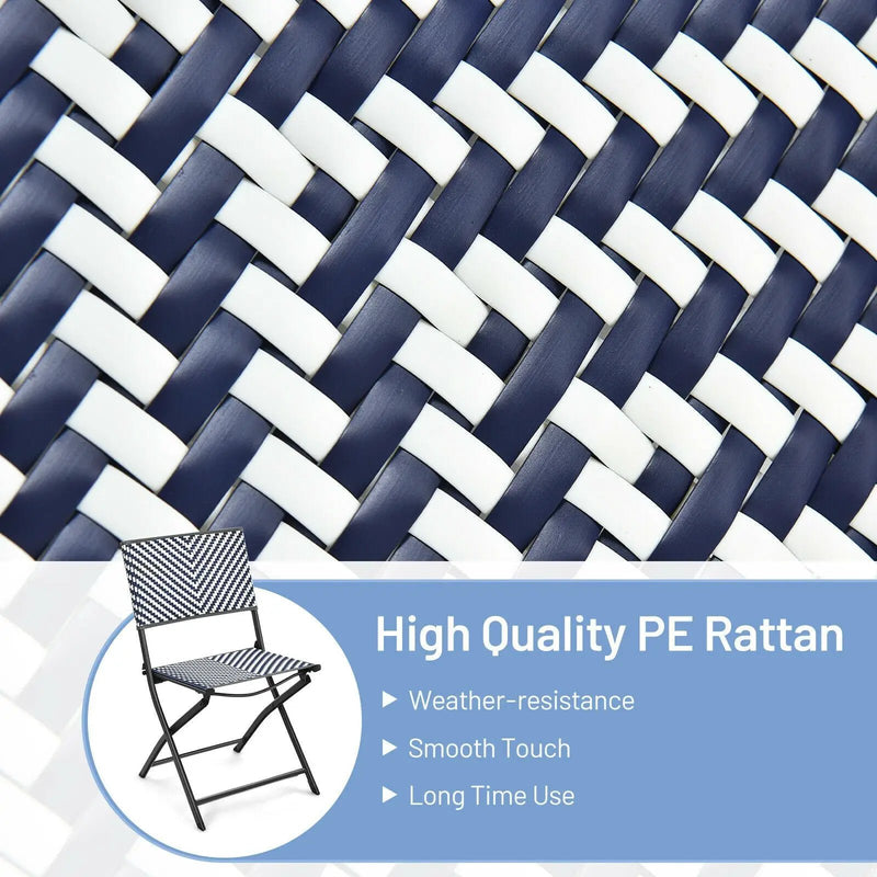 Set of 4 Patio Folding Rattan Dining Chairs for Camping and Garden by DirectDeals