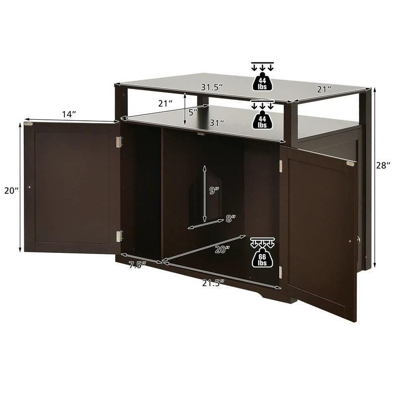 Wooden Cat Litter Box Enclosure Hidden Cat Washroom with Storage Layer by DirectDeals