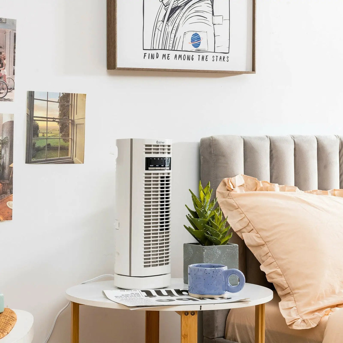 14 Inch Mini Oscillating Tower Fan Electric Desk Fan with 3 Speed and Timer, photo 6 of 9