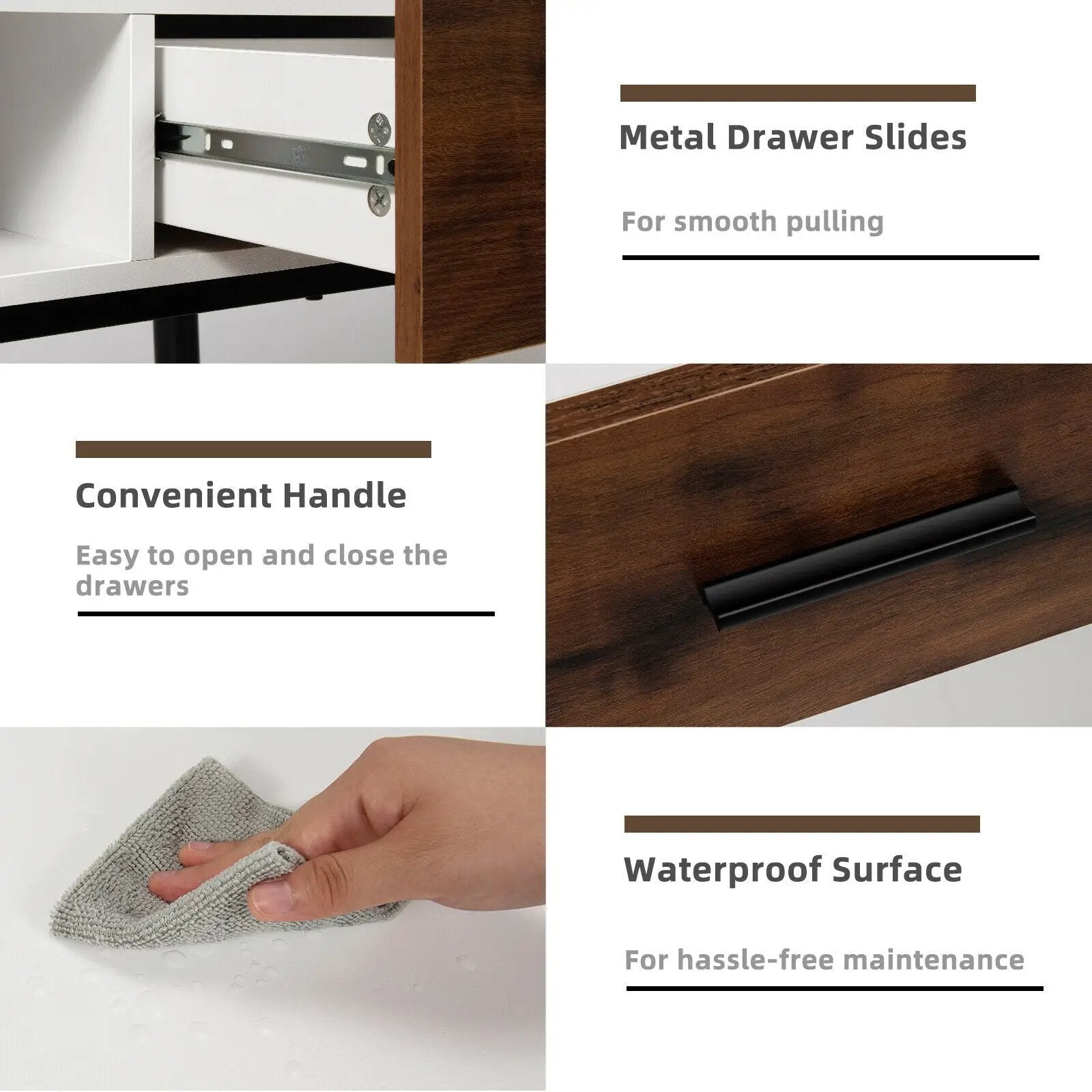 42 Inch Industrial Console Table with 2 Drawers for Entryway Hallway by DirectDeals