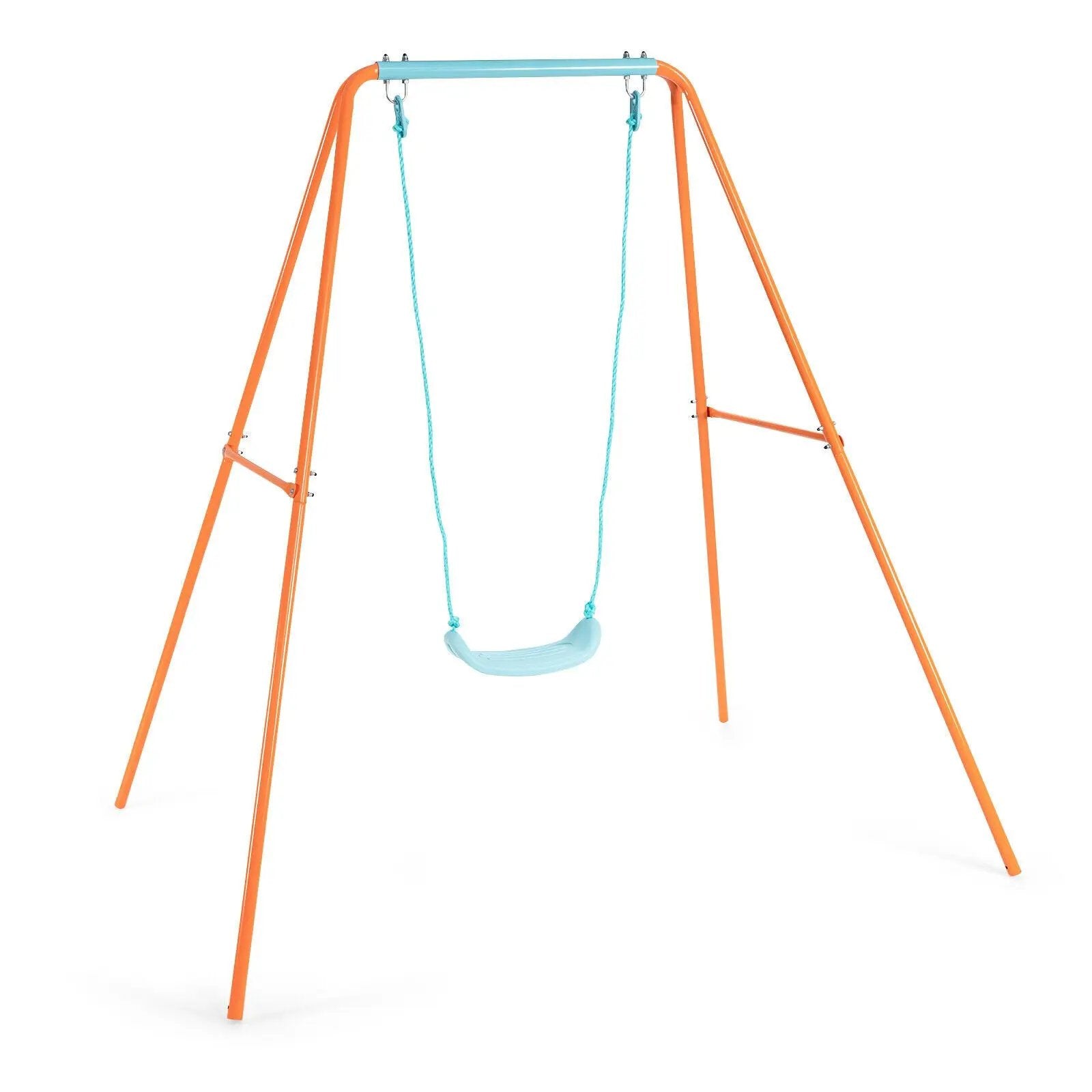 Outdoor Kids Swing Set with Heavy-Duty Metal A-Frame and Ground Stakes by DirectDeals