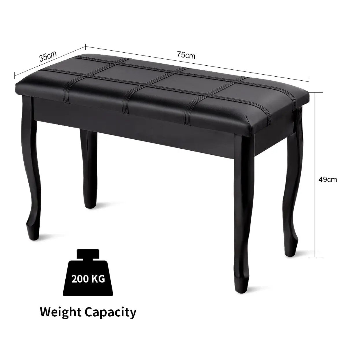 Solid Wood PU Leather Piano Bench with Storage, photo 4 of 9