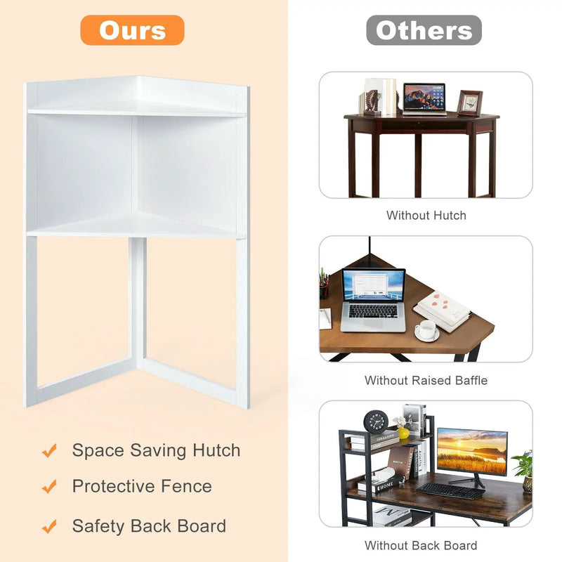 Corner Computer Desk with Hutch and Storage Shelves by DirectDeals