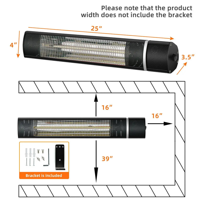 1500W Outdoor Electric Patio Heater with Remote Control by DirectDeals
