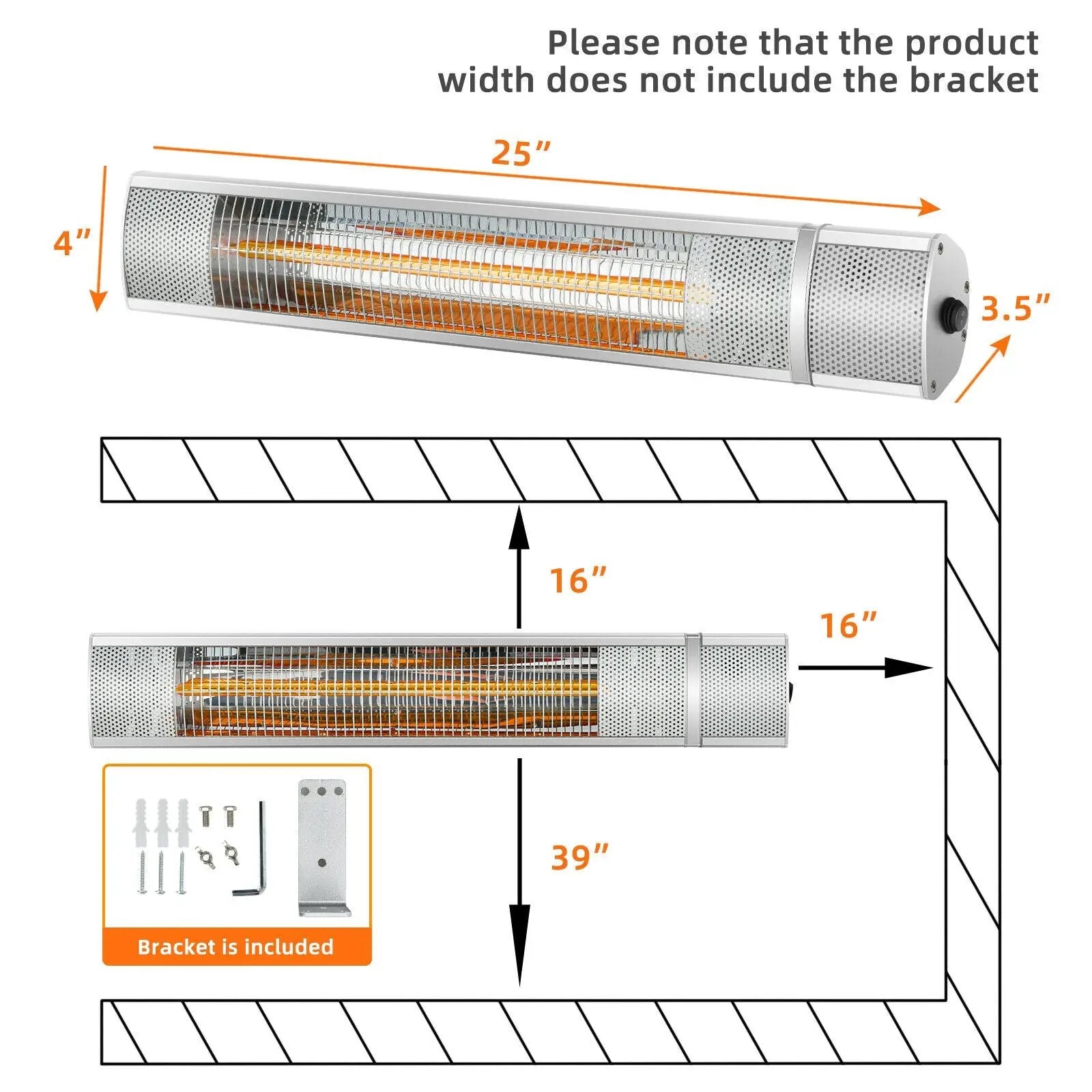 1500W Outdoor Electric Patio Heater with Remote Control by DirectDeals