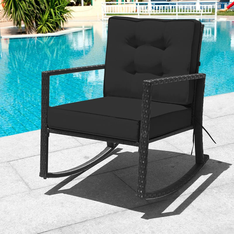 Patio Rattan Rocker Outdoor Glider Rocking Chair Cushion Lawn by DirectDeals