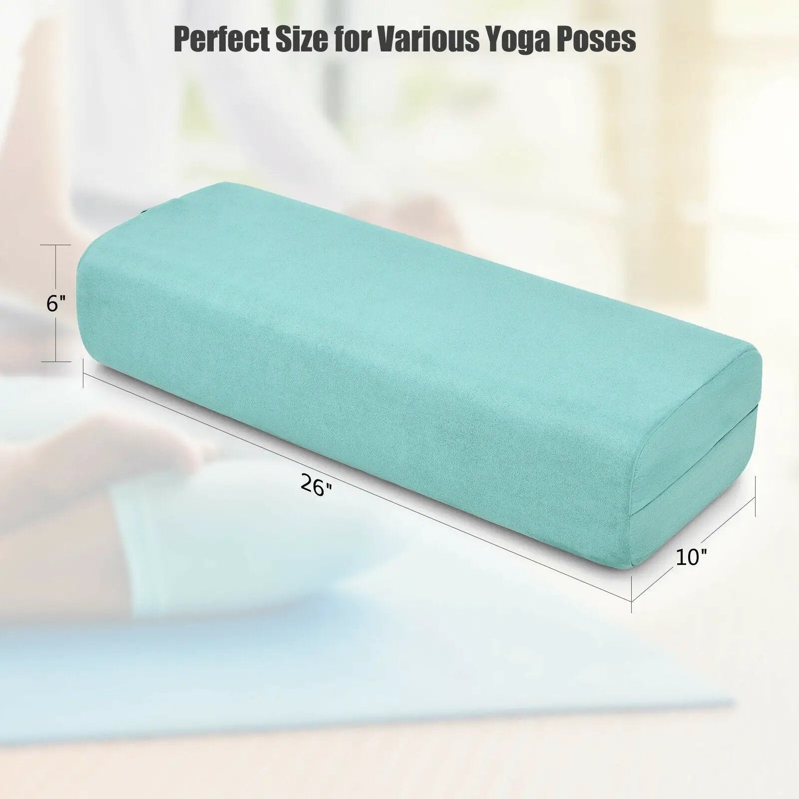 Yoga Bolster Pillow with Washable Cover and Carry Handle by DirectDeals