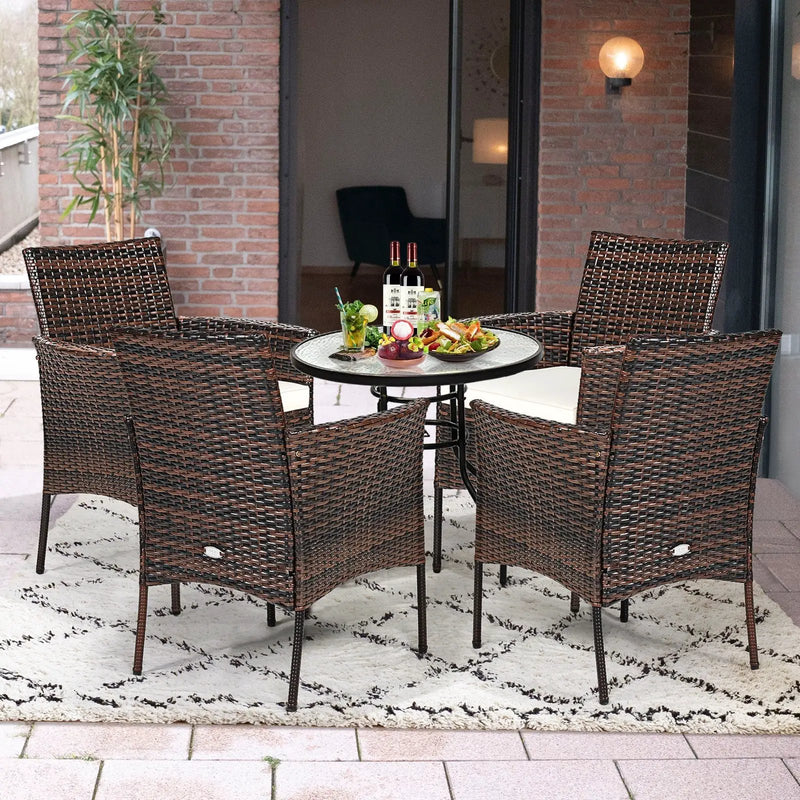 2 Pieces Outdoor PE Rattan Armchairs with Removable Cushions by DirectDeals