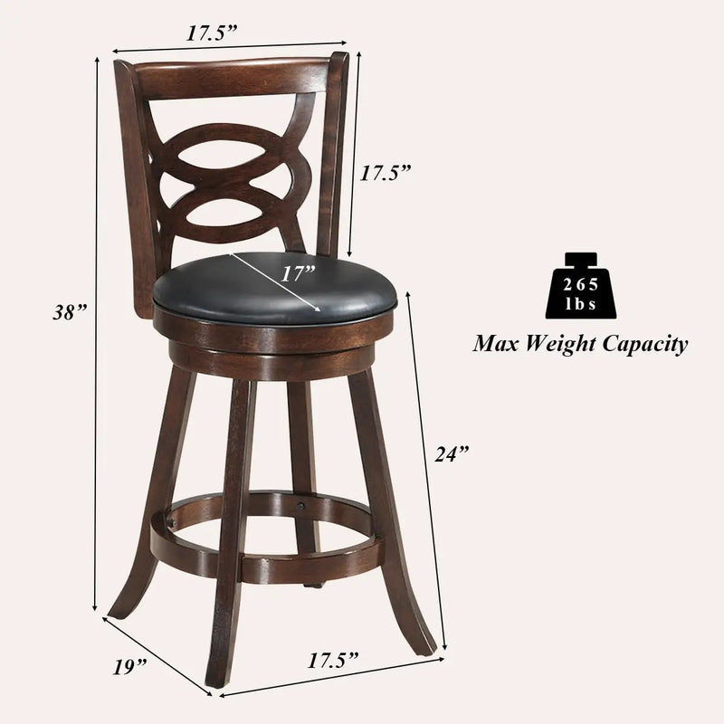 Counter Height Upholstered Espresso Swivel Dining Chair with Cushion Seat by DirectDeals