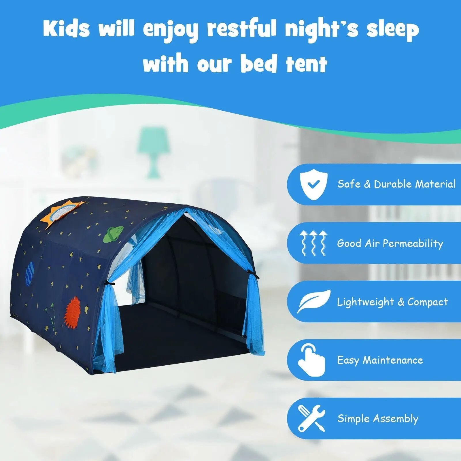 Kids Galaxy Starry Sky Dream Portable Play Tent with Double Net Curtain by DirectDeals