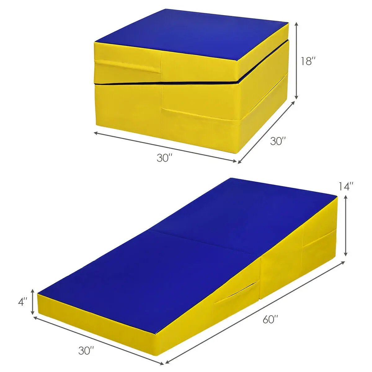 Folding Incline Mat Slope Cheese Gymnastics Gym Exercise Yellow, photo 6 of 32