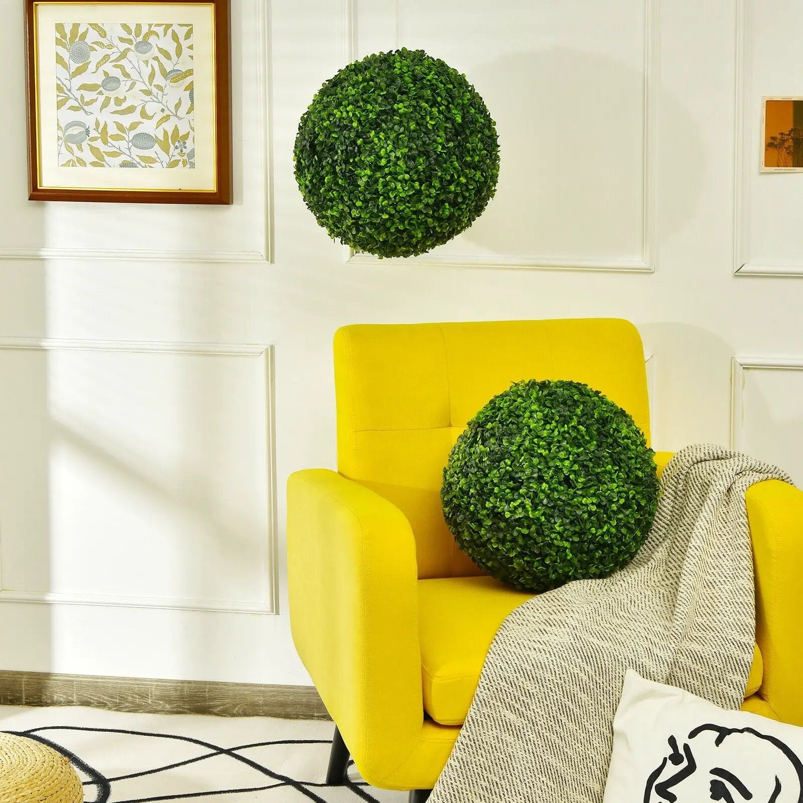Artificial Boxwood Topiary Ball Tree Set - 15.7 Inch (2 Pieces) by DirectDeals