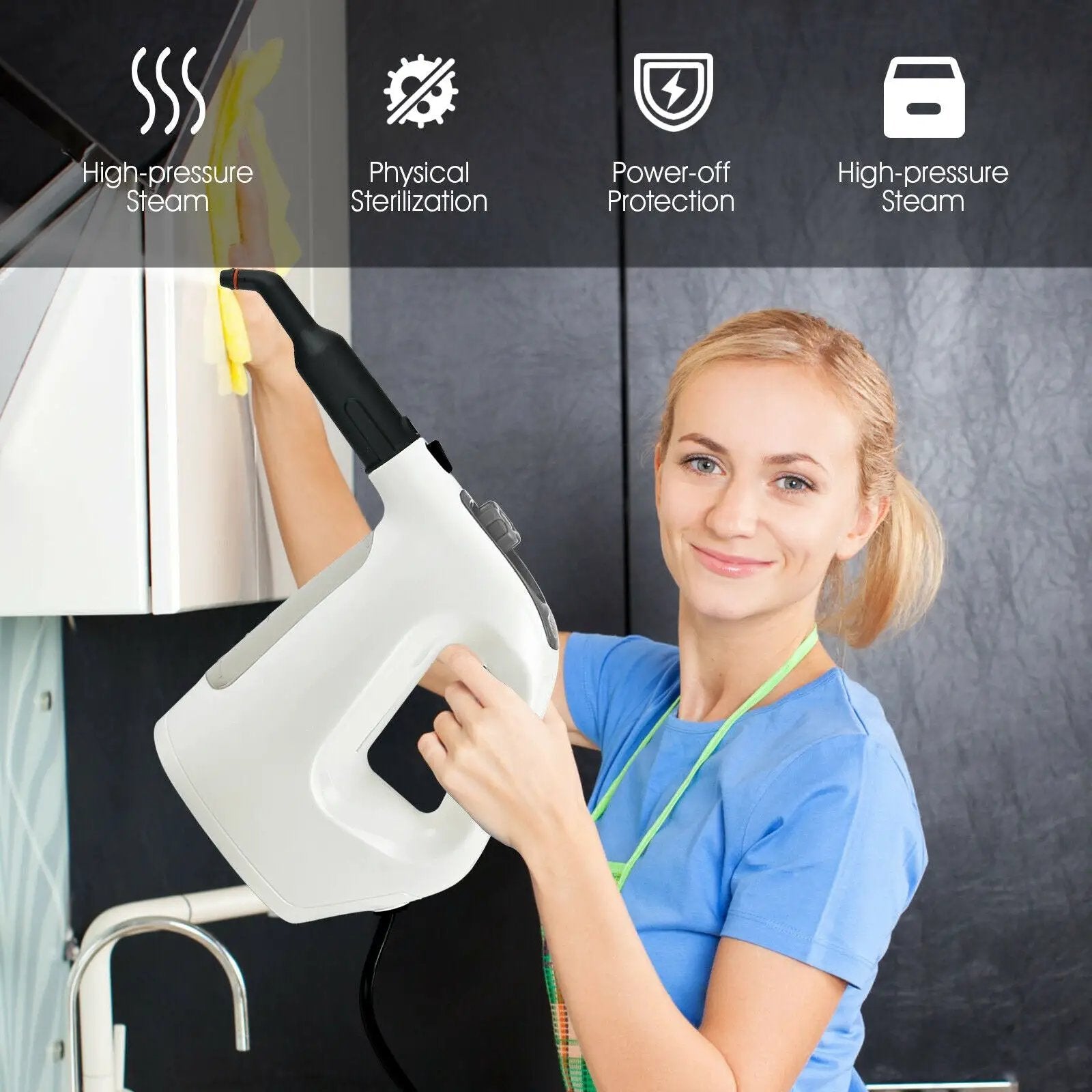 1400W Multipurpose Pressurized Steam Cleaner With 17 Pieces Accessories by DirectDeals