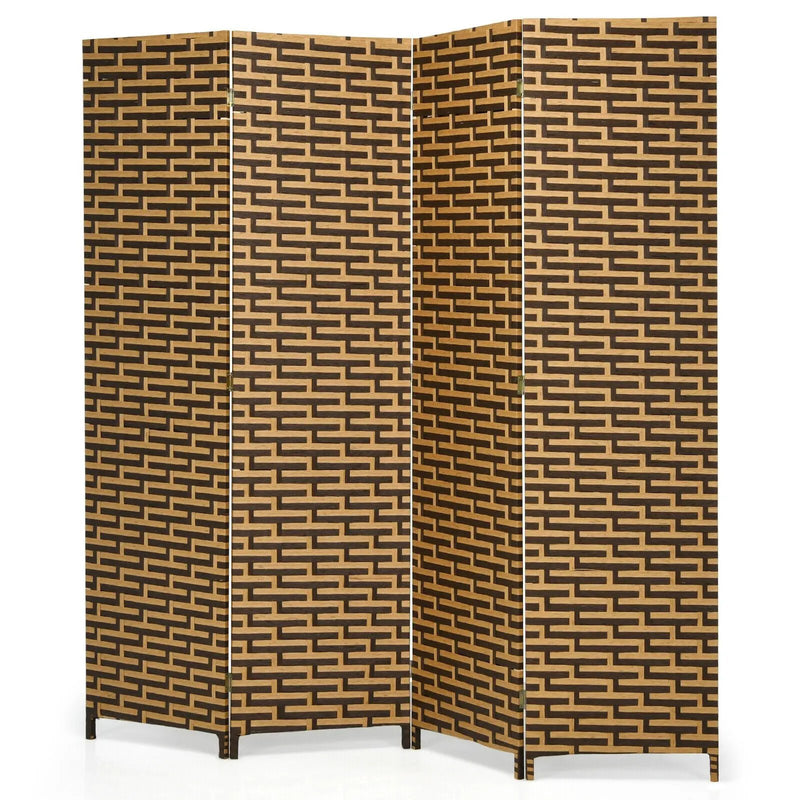 4 Panel Folding Privacy Partition Room Divider with Rustproof Hinge-Yellow by DirectDeals