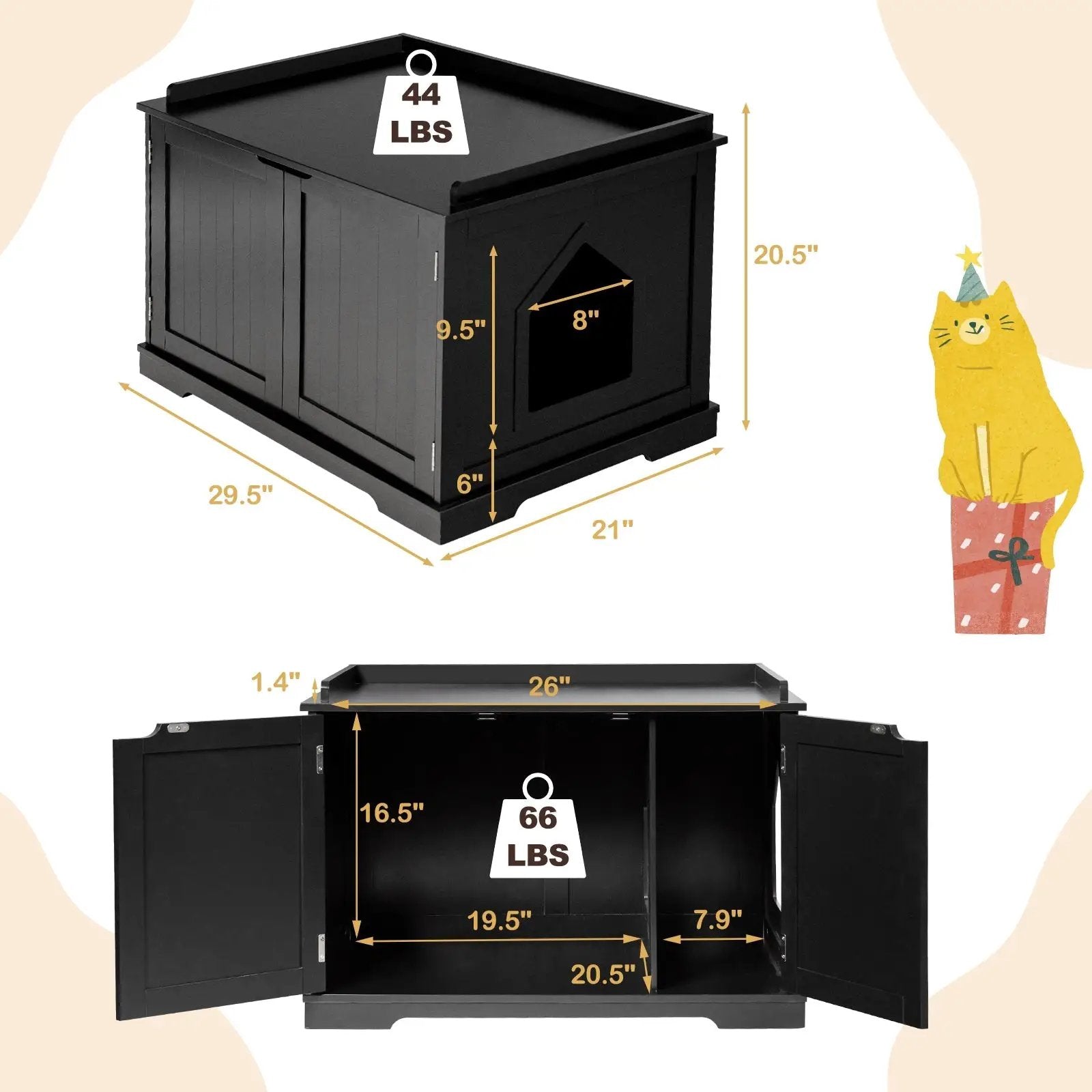 Cat Litter Box Enclosure with Double Doors for Large Cat and Kitty by DirectDeals