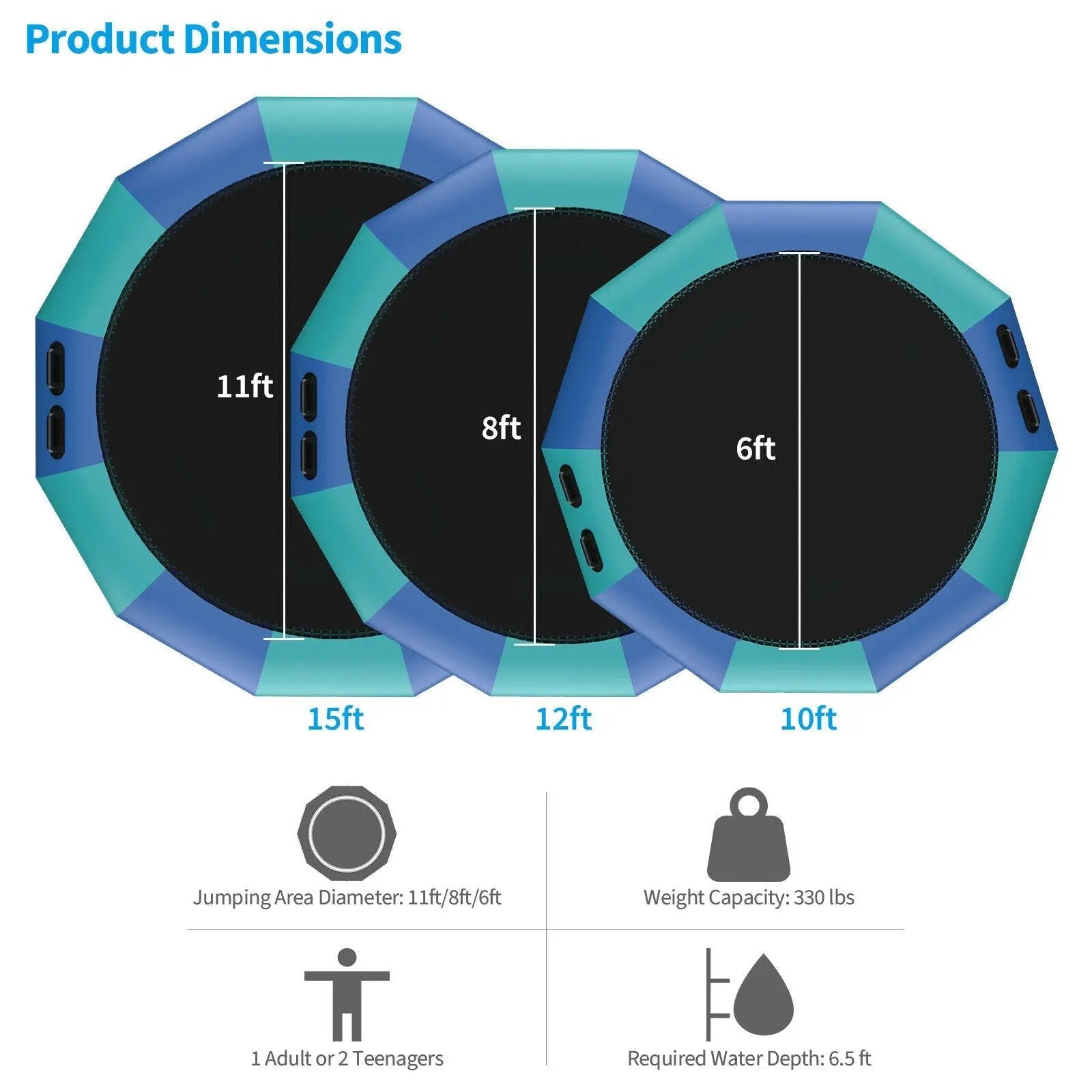 10 Feet Inflatable Splash Padded Water Bouncer Trampoline by DirectDeals