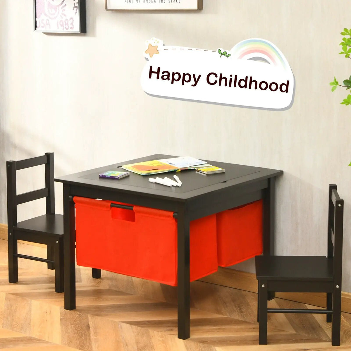 2-in-1 Kids Activity Table and 2 Chairs Set with Storage Building Block Table, photo 11 of 16