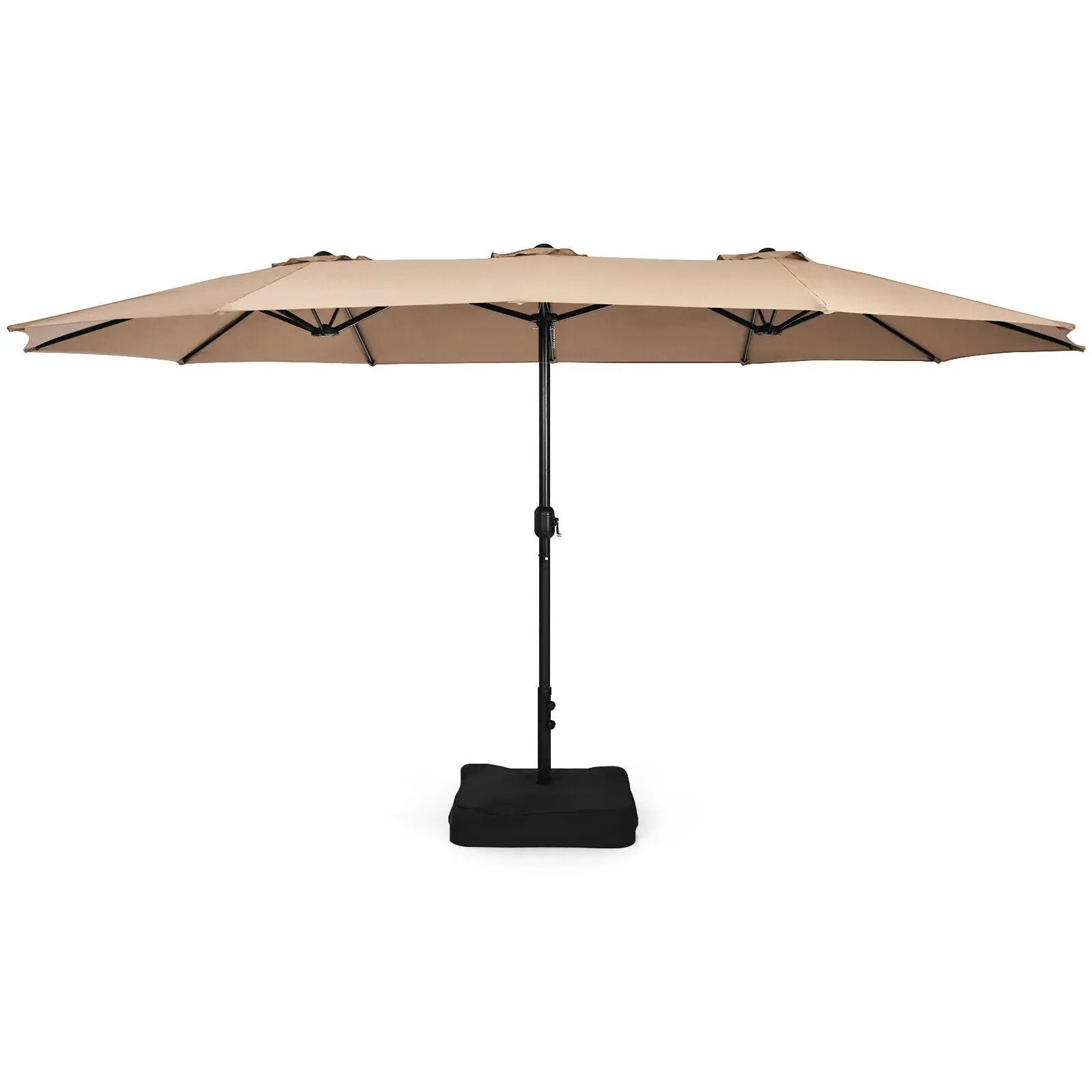 15 Feet Double-Sided Twin Patio Umbrella with Crank and Base by DirectDeals