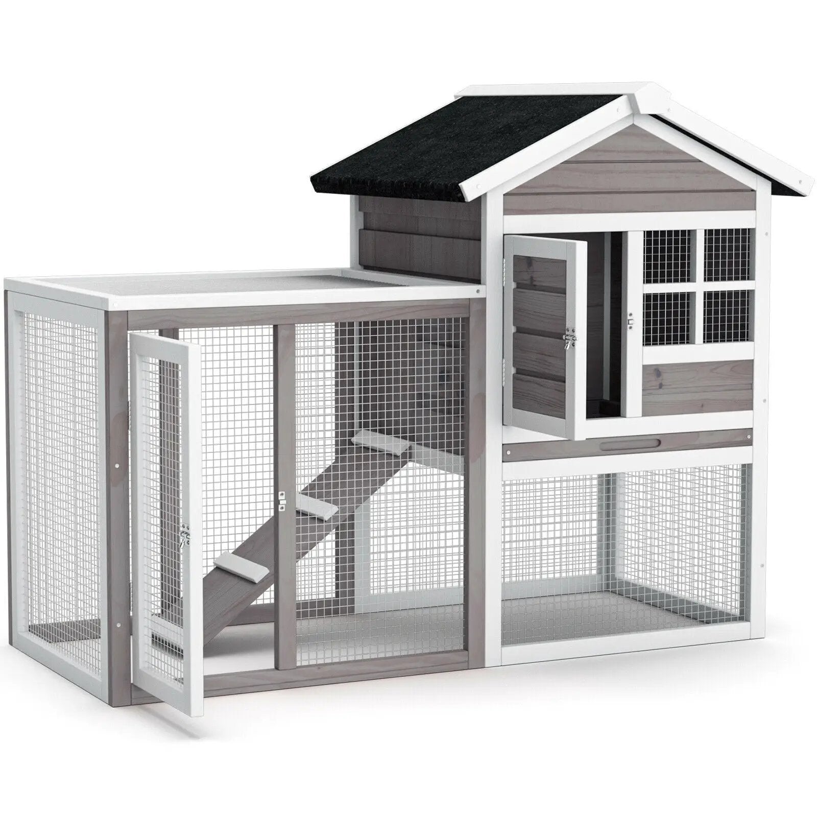 2-Story Wooden Rabbit Hutch with Running Area by DirectDeals