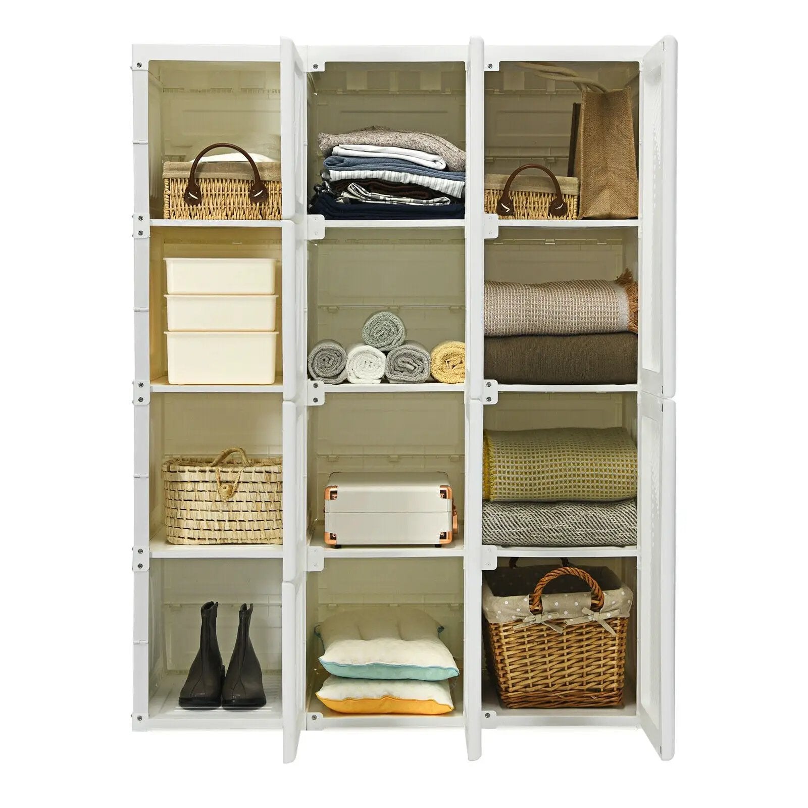 Clothes Foldable Armoire Wardrobe Closet with 12 Cubby Storage by DirectDeals