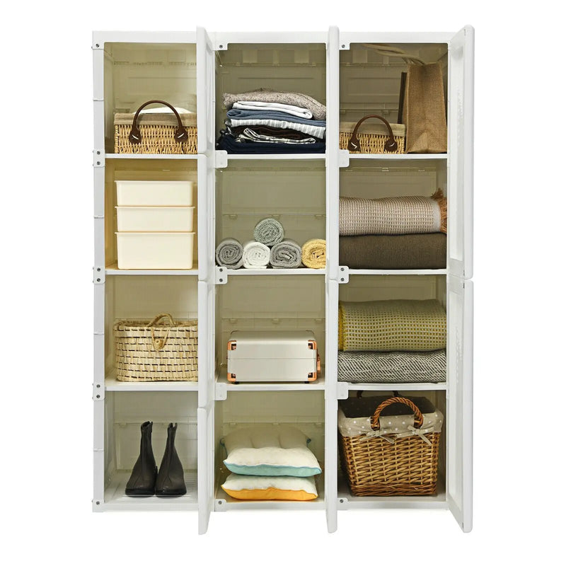 Clothes Foldable Armoire Wardrobe Closet with 12 Cubby Storage by DirectDeals