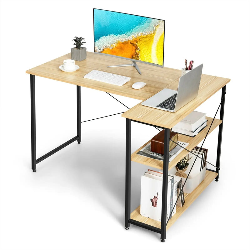 48 Inch Reversible L Shaped Computer Desk with Adjustable Shelf by DirectDeals