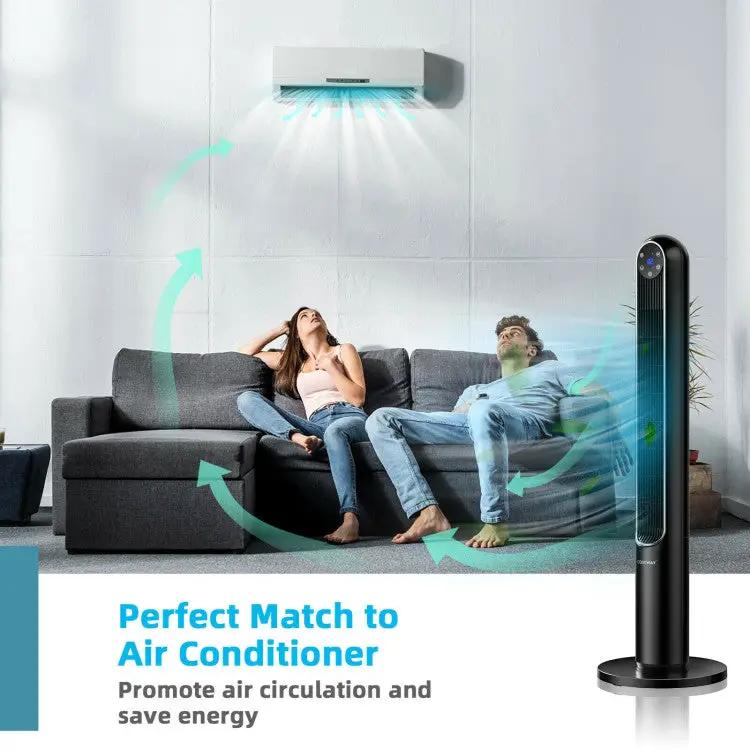 42 Inch 80 Degree Tower Fan with Smart Display Panel and Remote Control, photo 7 of 10