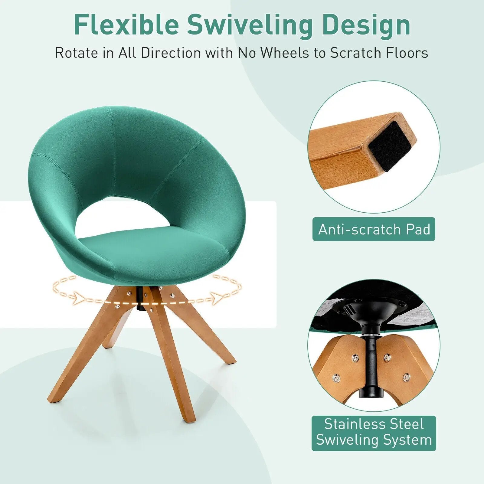 Swivel Accent Chair with Oversized Upholstered Seat for Home Office by DirectDeals